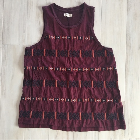 Madewell Maroon Embroidered Tank - Picture 1 of 3